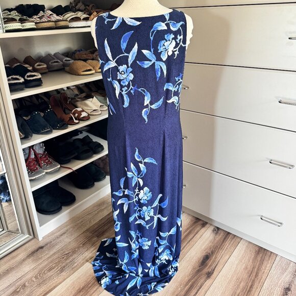 Tommy Bahama Underwater Garden Maxi Dress "Tropical Island Navy" Jersey Blue - Picture 2 of 5